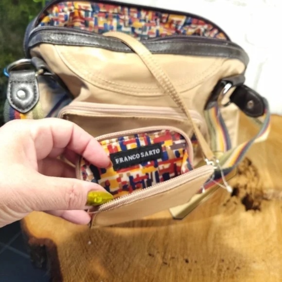 Retro Rainbow Strap Nylon Bag with tethered mini purse - Picture 14 of 16